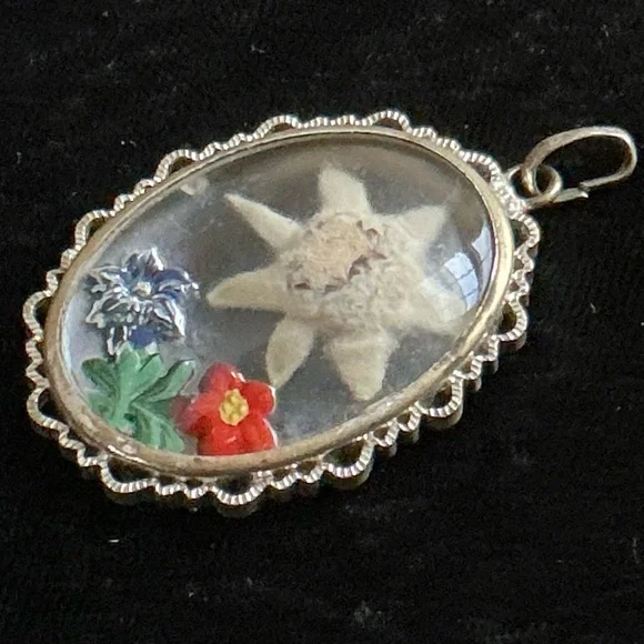 VTG Edelweiss floral framed pendant - Picture 3 of 3
